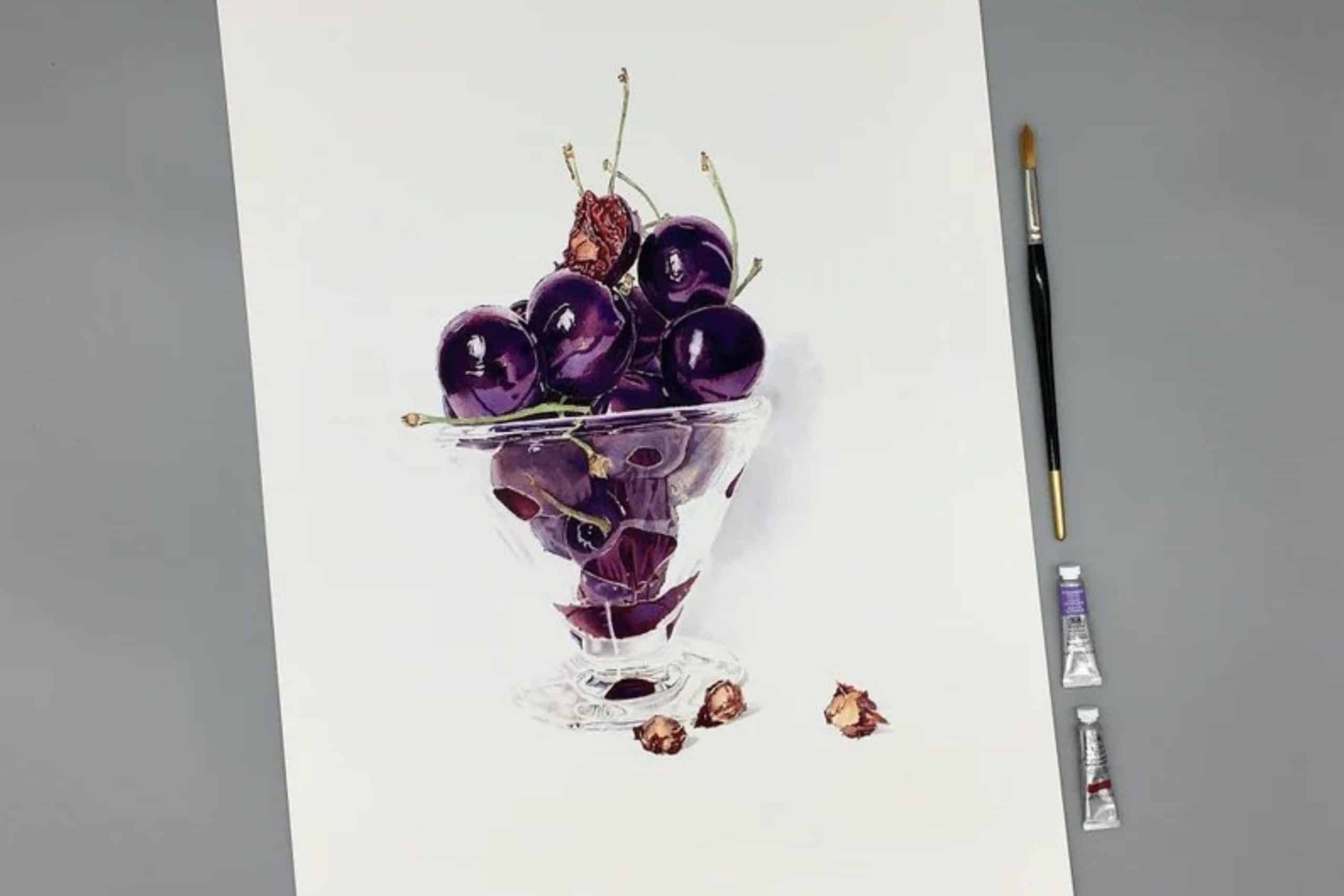 Lucy Clayton Black Cherry Watercolour Painting